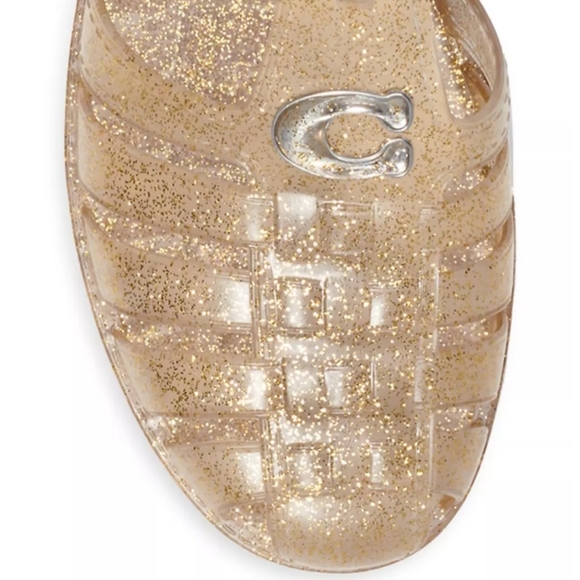 COACH Jelly PVC Gold Glitter Flat Fisherman Sandals Sizes 8 NEW - Picture 2 of 14